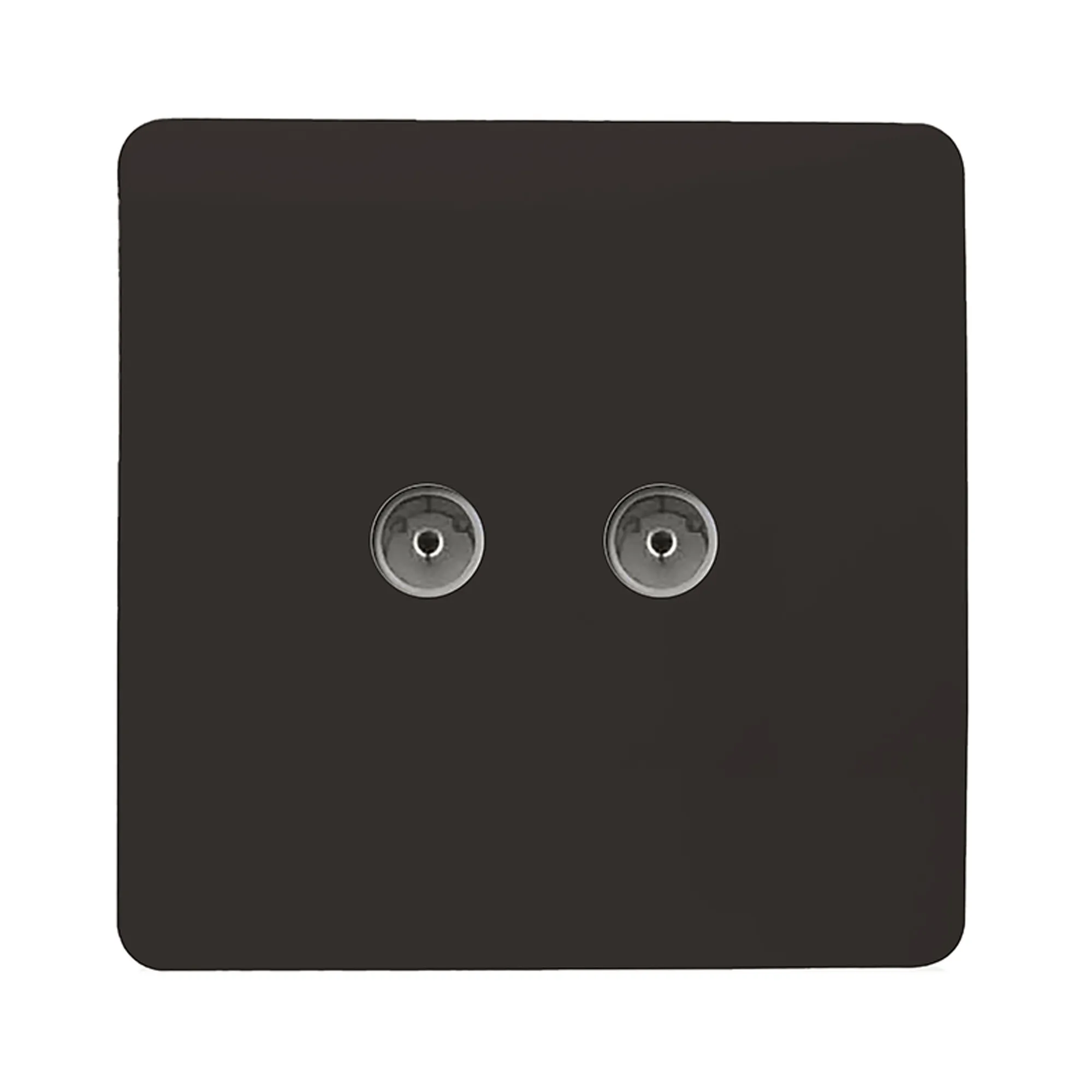 Twin TV Co-Axial Outlet Dark Brown